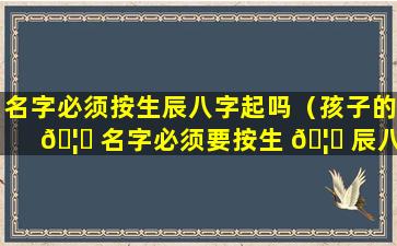 名字必须按生辰八字起吗（孩子的 🦟 名字必须要按生 🦄 辰八字吗）